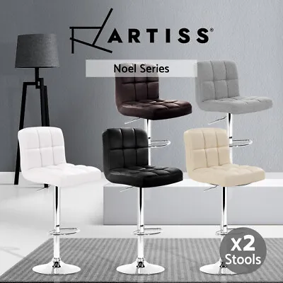 $133.95 • Buy Artiss Bar Stools Kitchen Stool Chairs Dining Gas Lift Leather Swivel Metal X2