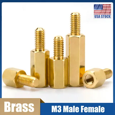 M3 Male-Female Spacer Thread Pillar Hexagonal Brass PCB Studs Standoff Hex • $5.53