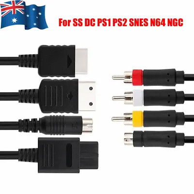 AV S-Video Cable For Game Console Sega Saturn SS DC PS1 PS2 SNES SFC N64 NGC  • $17.95