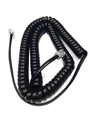 NEW 12 Foot Handset Curly Cord Mitel Superset Phone 4001 4015 4025 4150 Black • $7.99