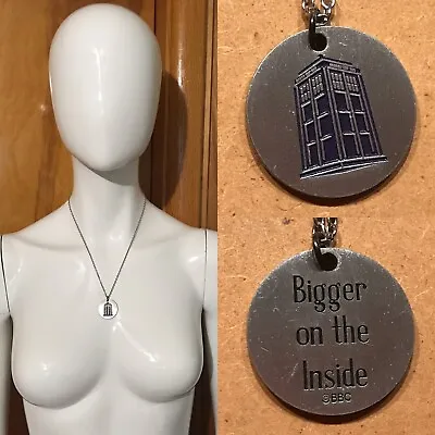 Rare Doctor Who Tardis Bigger On The Inside Necklace BBC Police Silver • £14.48