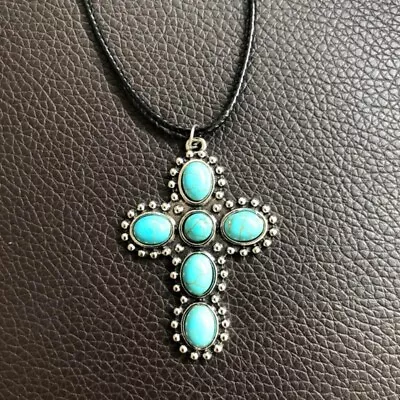 Pendant Necklace Turquoise Choker Vintage Neck Chain Jewelry For Women • $15.81