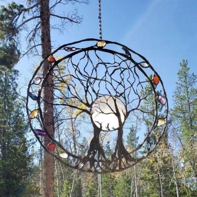 £11.06 • Buy Tree Of Life Metal Hanging Wall Art 9.8 Inch Round Rustic Sculpture Garden Bl1