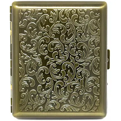 Antique Gold Victorian Print (20 100s) Etched Metal-Plated Cigarette Case • $17.99