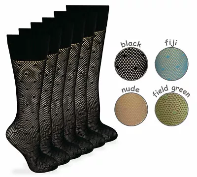 Womens Fishnet Pattern Vintage Mesh Knee High Trouser Dress Stockings 6 Pack • $9.99