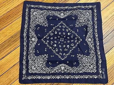 Vintage Blue/White Cotton Bandana Elephant Trunk Up Made In USA Floral Lot A • $25.52