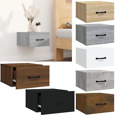 Bedside Cabinets Floating Bedroom Nightstand Drawer Wall Mounted Wood Unit • £54.95