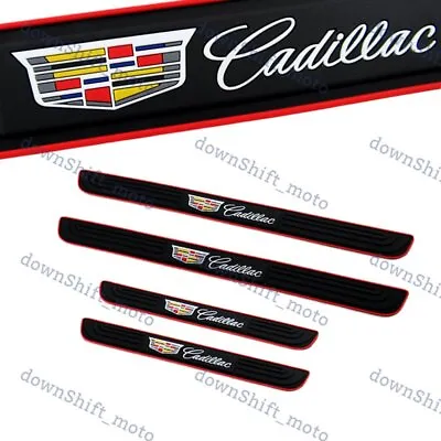For Cadillac 4PCS Black Rubber Car Door Scuff Sill Cover Panel Step Protector • $15.50