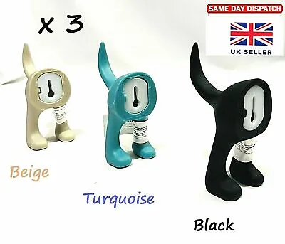 3 X IKEA BASTIS Dog Tail Safe Rubber Black Wall Lead Hook BLACK BEIGE TURQOUISE • £9.99