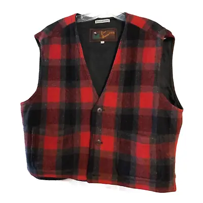 Lifes Adventures Men's Size M Plaid Vest Wool Blend Pockets Red Black #4146 • $39.99