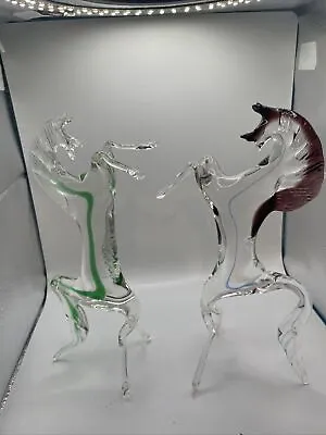 Vintage Pair Of Murano Horse About 24cm Heigh Sumerso • £29.99