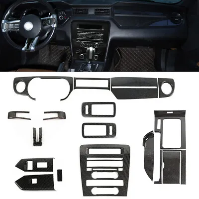 11x Carbon Fiber Steering Wheel Dash Cover Trims Kit For Ford Mustang 2010-2013 • $219.99