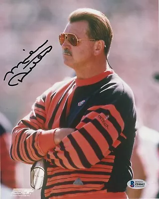 MIKE DITKA Signed Striped Sweater Chicago BEARS 8x10 PHOTO With Beckett COA • $49.95