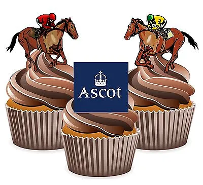 Horse Racing Ascot Racecourse - 12 Edible Cup Cake Toppers Cake Decorations • £3.99