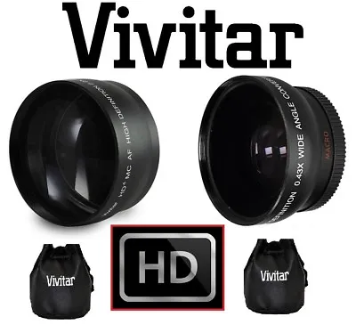 49mm Telephoto + Wide Angle Lens For Samsung Canon Sony Nikon Camera Camcorder • $26.85