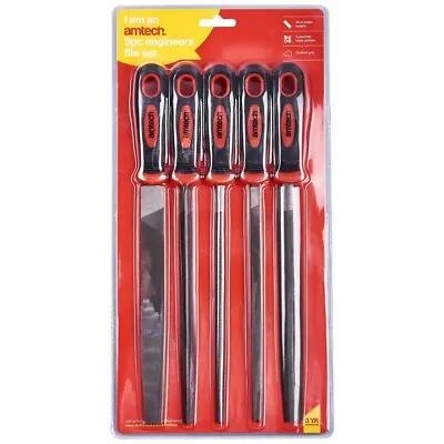 £8.95 • Buy AMTECH 5pc 8  METAL ENGINEERS FILE SET FLAT ROUND SQUARE TRIANGLE FILES SOFT GRI