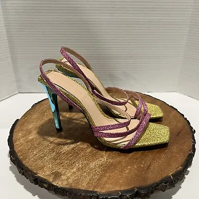 Zara Colorblock Glitter Dainty Strappy Heels Size: 40 • $59.95
