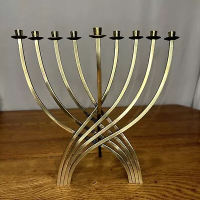 Bronze Menorah By Ludwig Willer Hanukkah MCM 1960’s Wax Protectors Intact • $572.53