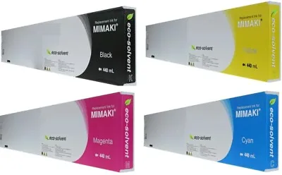 Full Set Premium Compatible Eco Solvent 440ml Cartridges (c-y-m-k)for Mimaki Es3 • $264.75