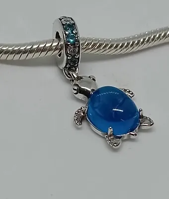 Pandora Murano Blue Glass Sea Turtle Dangle Charm New In Box. • £35