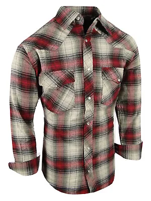 Plaid Flannel Shirt Snap Up Western Style Mens Flap Chest Pockets New Colors B • $21.95