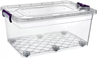 Asude 2 PCS Clear Plastic Storage Box With Lids (80 Litres) • £34.99