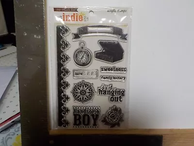 My Mind's Eye Indie Chic Nutmeg Hanging Out Watch Flower Clear Stamps New A13231 • $6.99