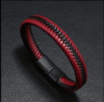 Mens Braided Surfer Wristband Leather Bracelet Bangle Wrap Wristband UK • £4.49