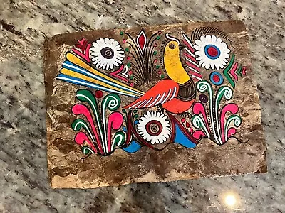 Vintage Mexican Folk Art Amate Bark Paintings Bright Colors Flowers Birds • $35