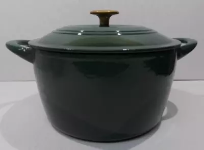 Tramontina Enameled Cast Iron 7-Quart Covered Round Dutch Oven Dark Green • $80