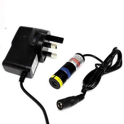 Focusable 80mW 450nm Blue Laser Diode Module Dot/line/cross Head W 5V Adapter • £34.80