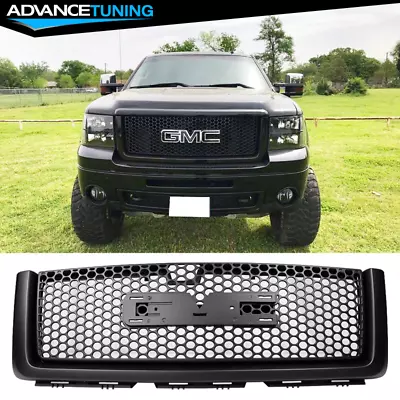 Fits 07-13 GMC Sierra 1500 Matte Black Denali Front Upper Hood Mesh Grill Grille • $99.99