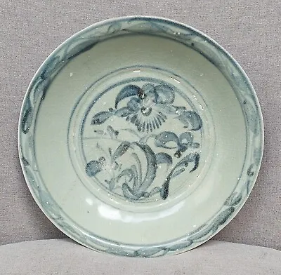 Genuine Antique Ming Dynasty B/W Pottery Dish Flowers Motive(Shipwreck) • $900
