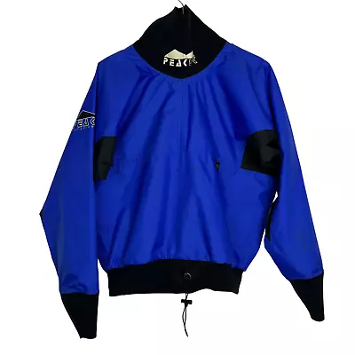 Peak UK Cag Mens Medium Blue Black England Made Deluxe Jacket Kayak Canoe Layer • £99.99