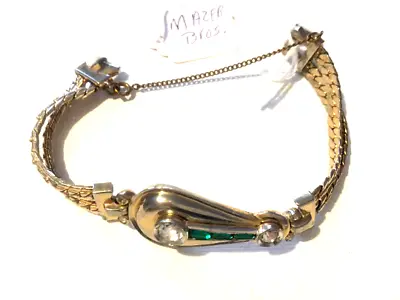 Rare Vintage Mazer Brothers Art Deco Gold Tone And Rhinestone Bracelet 1946 - 19 • $125