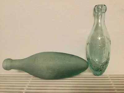 £8 • Buy Scarce Pair Of SHREWSBURY Victorian Hamilton Bottles