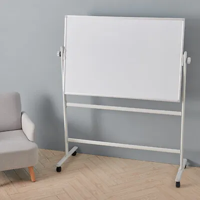 Magnetic Whiteboard Mobile Revolving Double Sided White Board Easel Stand 1200mm • £89.95