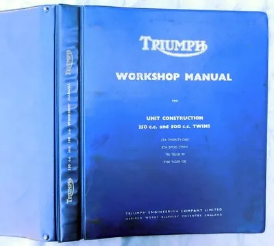 TRIUMPH MOTORCYCLE FACTORY MANUAL BOOK 500cc TWIN 1960s TIGER 100 TWENTY ONE 5TA • $39.99