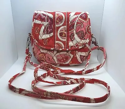 Vera Bradley ROSY POSIES Red Pink Retired Cross Body Little Hipster Purse Bag  • $17.99