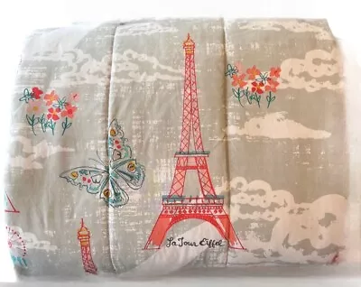 Parisian Twin Comforter  eiffel Tower Bicycles Butterflies Flowers Paris! Amour • $35