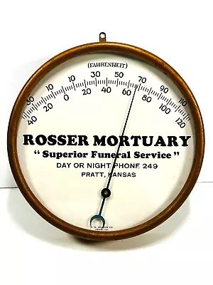 RARE Rosser Mortuary Funeral Home LARGE Wall Thermometer Pratt Ks Kansas • $499.99