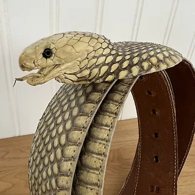 Size 38 Genuine Snake Skin Belt With Head Taxidermy & Leather • $98