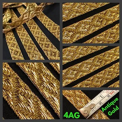 £3.99 • Buy 2 Yard Zari Antique Gold Trim Indian Saree Border Craft Lace SewOn Ribbon 1.7cm