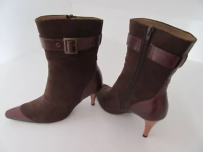 London Rebel Brown Suede & Leather Boots Size 5 Worn Once + 2 Spare Heel Ends • £25.99