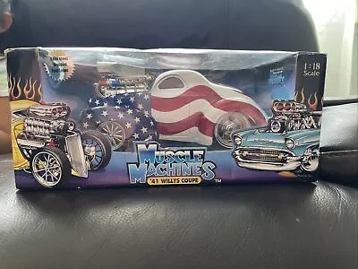 Muscle Machines 1/18 Scale '41 Willys Coupe (flag) - Nib - Never Displayed • $50