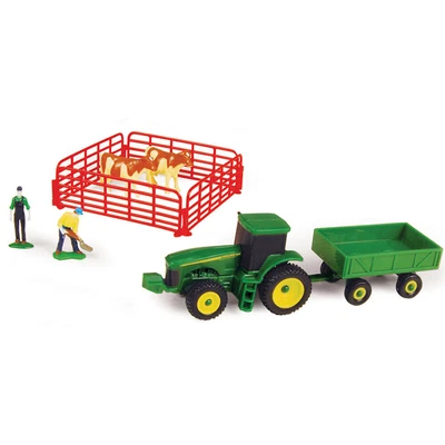 $12 • Buy 10pc John Deere Figurines Farm Kids Toy Set Tractor/Wagon Light Brown Cow 3y+