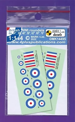 MARK I DECALS 1/144 BRITISH WWI ROUNDELS DMK14495 RFC/RAF National Insignia • £3.99