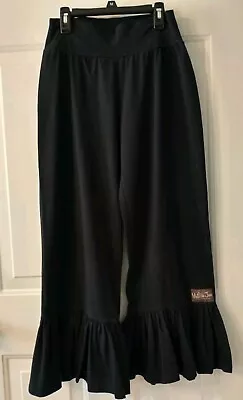 Matilda Jane Pull-on Elastic Waist Black Cotton Stretch Big Ruffle Pants Sz M • $20