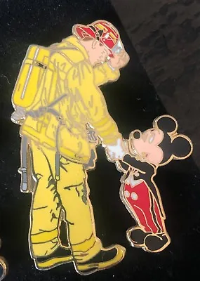 DISNEY Pin Mickey Mouse Shaking Hands Fireman Fire Fighter Says Thanks 15331 • $27