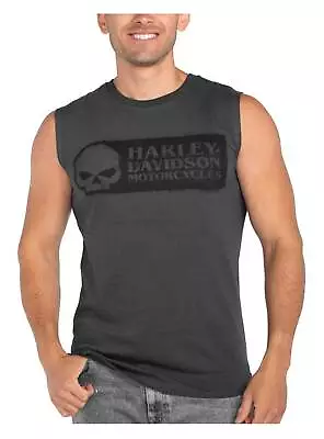 Harley-Davidson Men's Grunge Skull Sleeveless Cotton Muscle Shirt Charcoal Gray • $26.95